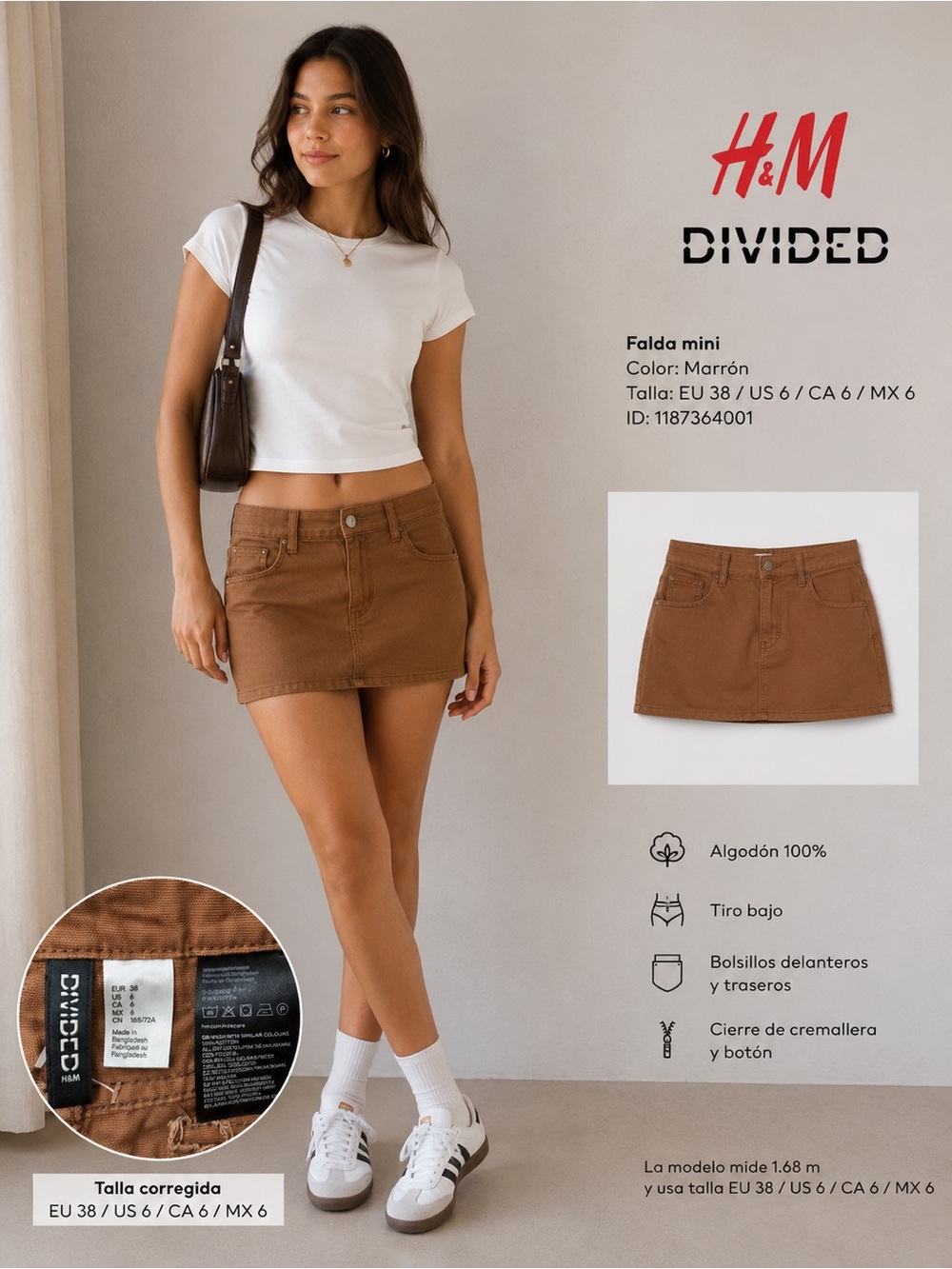 H&M Divided Brown Denim Mini Skirt